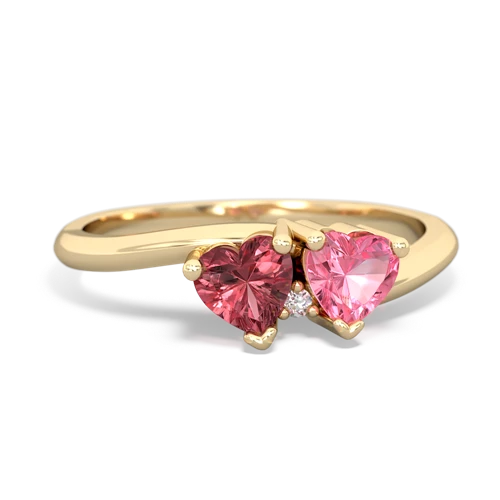 Pink Tourmaline Genuine Pink Tourmaline with Lab Created Pink Sapphire Sweetheart's Promise ring Ring