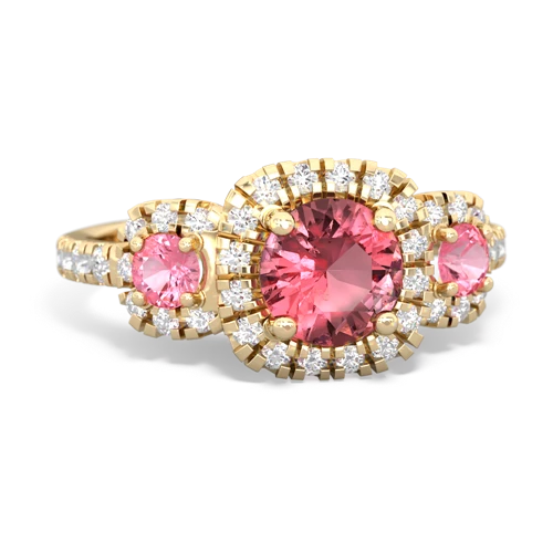 Pink Tourmaline Genuine Pink Tourmaline with Lab Created Pink Sapphire and  Regal Halo ring Ring