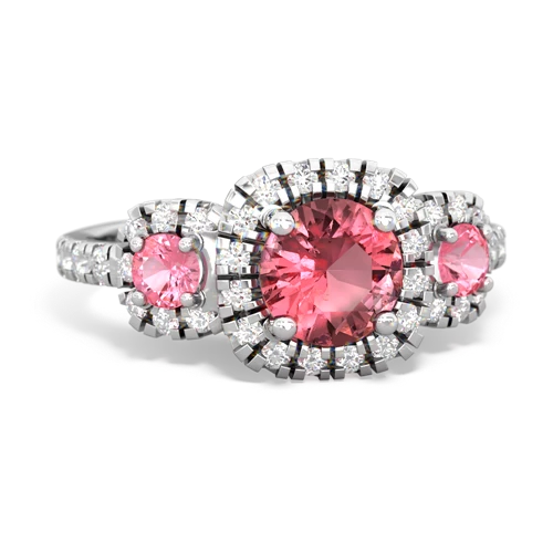 tourmaline-pink sapphire three stone regal ring