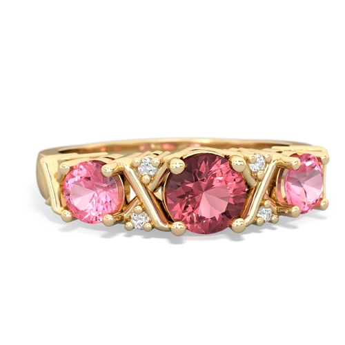Pink Tourmaline Genuine Pink Tourmaline with Lab Created Pink Sapphire and  Hugs and Kisses ring Ring