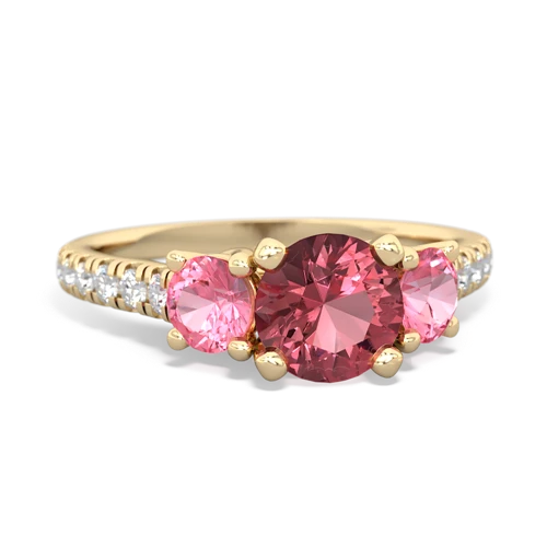 Pink Tourmaline Genuine Pink Tourmaline with Lab Created Pink Sapphire and  Pave Trellis ring Ring