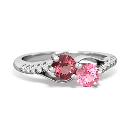 tourmaline-pink sapphire two stone infinity ring