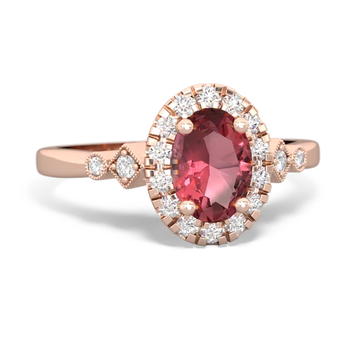 Pink Tourmaline Antique-style Halo Genuine Pink Tourmaline ring Ring