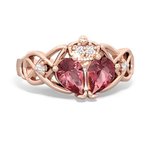 Pink Tourmaline Two Stone Claddagh Genuine Pink Tourmaline ring Ring