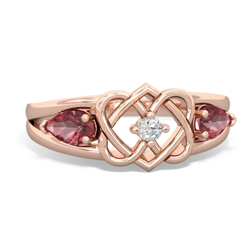 Pink Tourmaline Hearts Intertwined Genuine Pink Tourmaline ring Ring