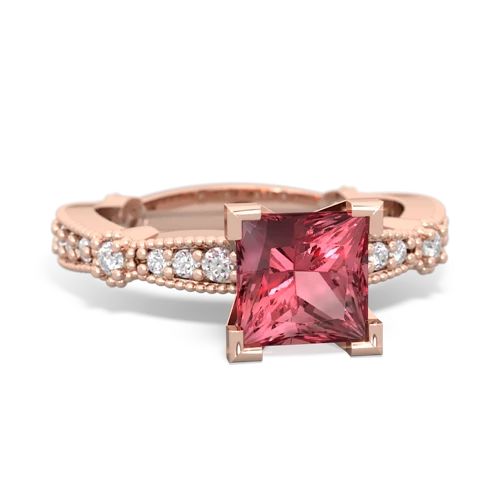 Pink Tourmaline Milgrain Antique Style Genuine Pink Tourmaline ring Ring