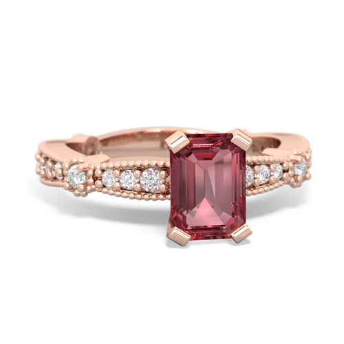 Pink Tourmaline Milgrain Antique Style Genuine Pink Tourmaline ring Ring