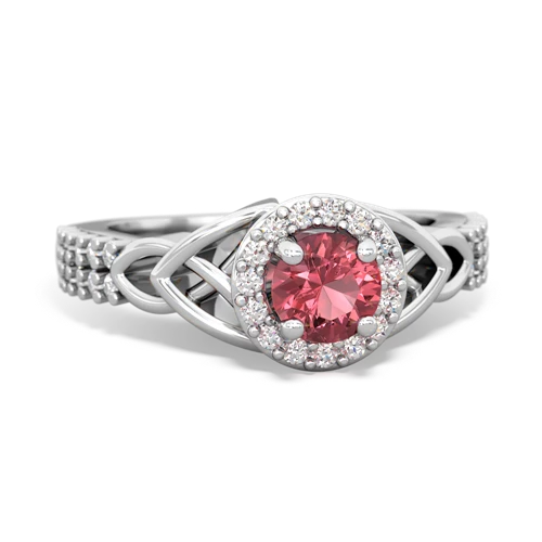 Pink Tourmaline Celtic Knot Halo Genuine Pink Tourmaline ring Ring