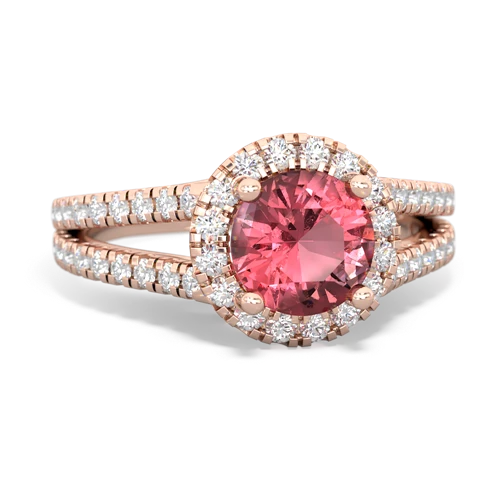 Pink Tourmaline Pave Halo Genuine Pink Tourmaline ring Ring