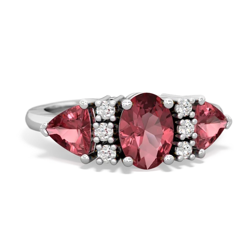 Pink Tourmaline Genuine Pink Tourmaline with  and  Antique Style Three Stone ring Ring