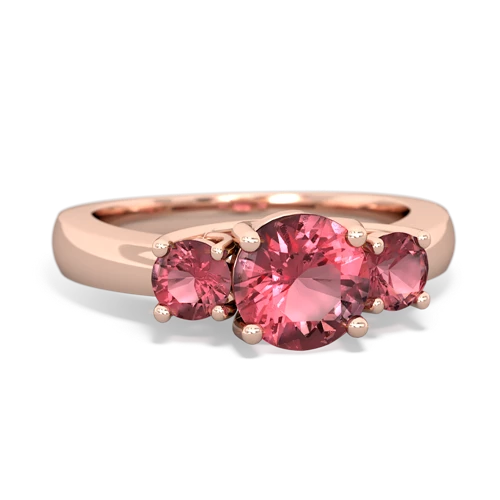 Pink Tourmaline Genuine Pink Tourmaline with  and  Three Stone Trellis ring Ring