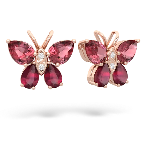 tourmaline-ruby butterfly earrings