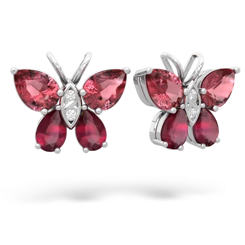 tourmaline-ruby butterfly earrings