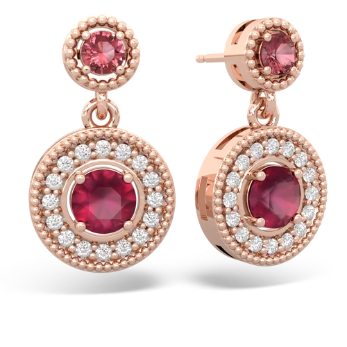tourmaline-ruby halo earrings