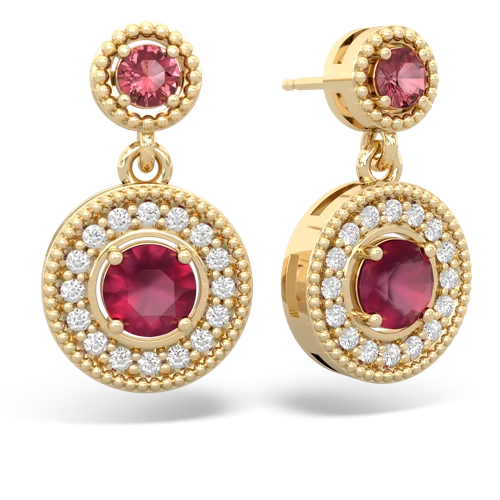 tourmaline-ruby halo earrings