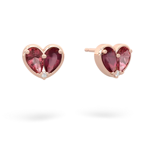 tourmaline-ruby one heart earrings