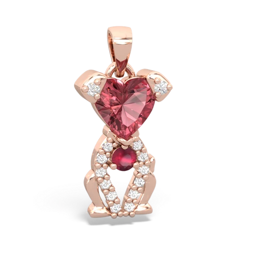 Pink Tourmaline Genuine Pink Tourmaline with Genuine Ruby Puppy Love pendant Pendant