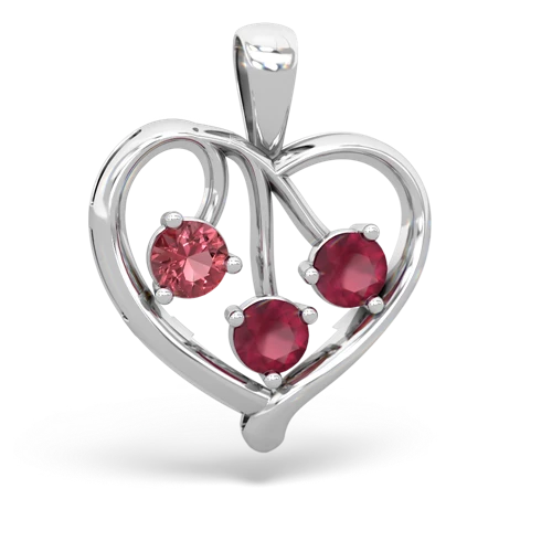 Pink Tourmaline Genuine Pink Tourmaline with Genuine Ruby and Genuine Peridot Glowing Heart pendant Pendant