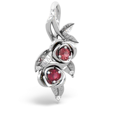 Pink Tourmaline Genuine Pink Tourmaline with Genuine Ruby Rose Vine pendant Pendant