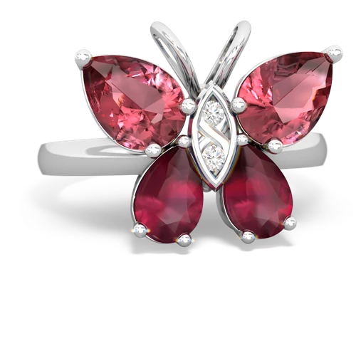 tourmaline-ruby butterfly ring