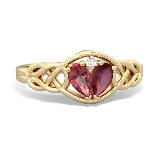 Pink Tourmaline Genuine Pink Tourmaline with Genuine Ruby Celtic Love Knot ring Ring