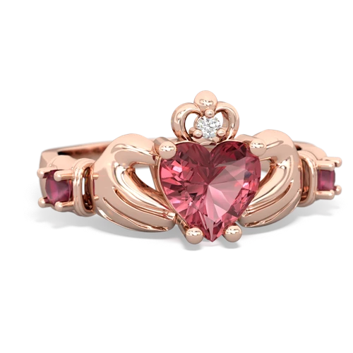 Pink Tourmaline Genuine Pink Tourmaline with Genuine Ruby and Genuine Pink Tourmaline Claddagh ring Ring