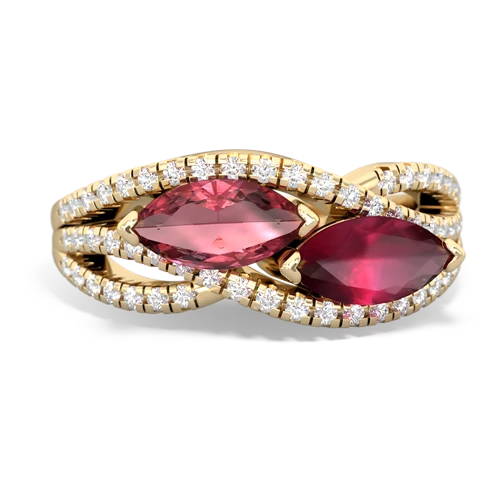 Pink Tourmaline Genuine Pink Tourmaline with Genuine Ruby Diamond Rivers ring Ring