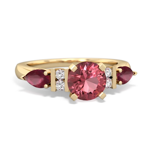 Pink Tourmaline Genuine Pink Tourmaline with Genuine Ruby and Genuine Peridot Engagement ring Ring