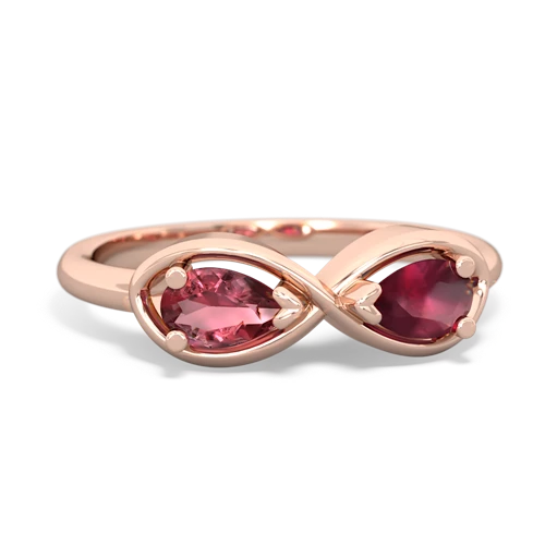 Pink Tourmaline Genuine Pink Tourmaline with Genuine Ruby Infinity ring Ring
