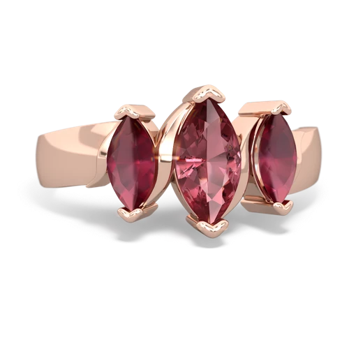 Pink Tourmaline Genuine Pink Tourmaline with Genuine Ruby and  Three Peeks ring Ring