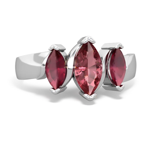 Pink Tourmaline Genuine Pink Tourmaline with Genuine Ruby and Genuine Peridot Three Peeks ring Ring