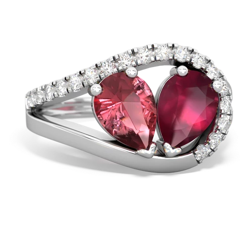 tourmaline-ruby pave heart ring
