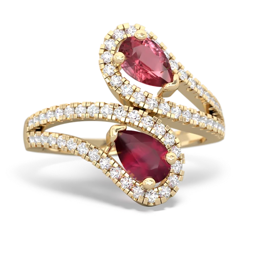 Pink Tourmaline Genuine Pink Tourmaline with Genuine Ruby Diamond Dazzler ring Ring