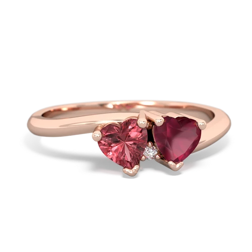 Pink Tourmaline Genuine Pink Tourmaline with Genuine Ruby Sweetheart's Promise ring Ring