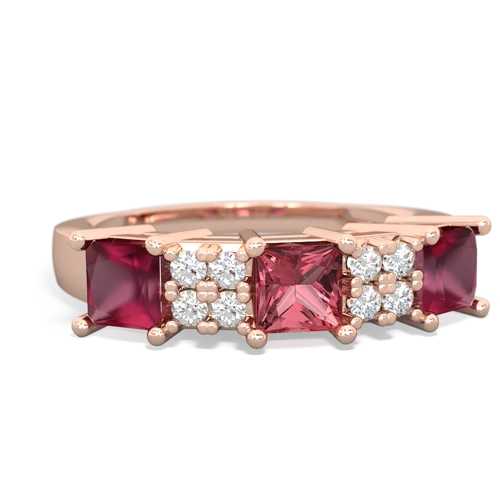 Pink Tourmaline Genuine Pink Tourmaline with Genuine Ruby and Genuine Peridot Three Stone ring Ring