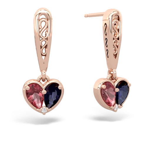 tourmaline-sapphire filligree earrings
