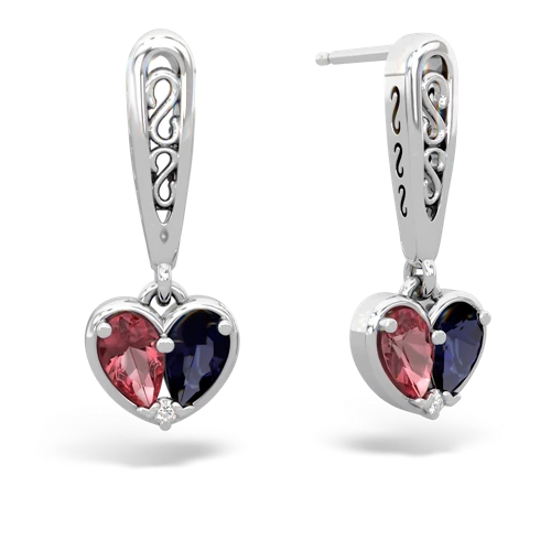 tourmaline-sapphire filligree earrings