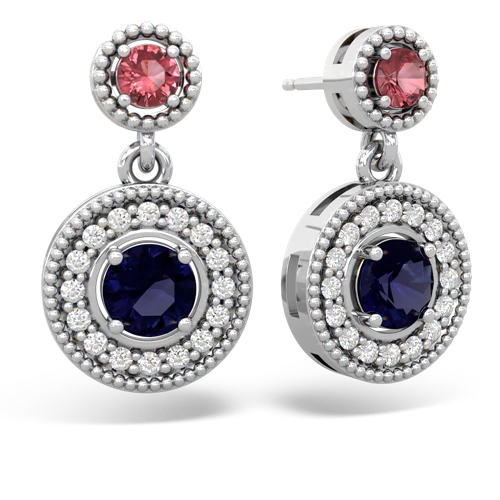 Pink Tourmaline Genuine Pink Tourmaline with Genuine Sapphire Halo Dangle earrings Earrings