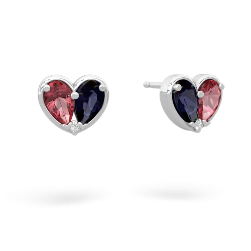 tourmaline-sapphire one heart earrings