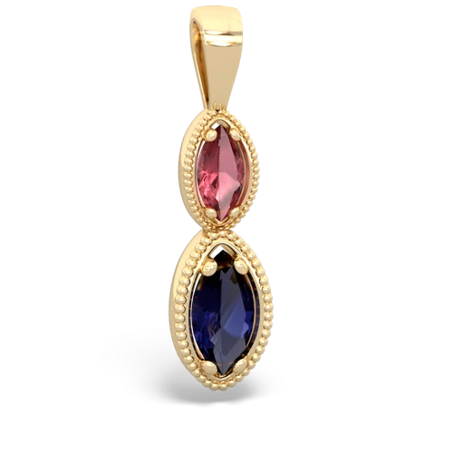 Pink Tourmaline Genuine Pink Tourmaline with Genuine Sapphire Antique-style Halo pendant Pendant