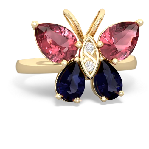 tourmaline-sapphire butterfly ring