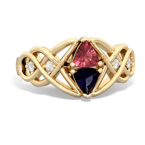 Pink Tourmaline Genuine Pink Tourmaline with Genuine Sapphire Keepsake Celtic Knot ring Ring