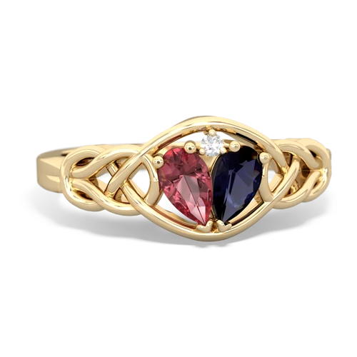 Pink Tourmaline Genuine Pink Tourmaline with Genuine Sapphire Celtic Love Knot ring Ring