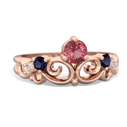 Pink Tourmaline Genuine Pink Tourmaline with Genuine Sapphire and Genuine Garnet Crown Keepsake ring Ring