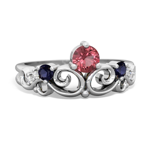 Pink Tourmaline Genuine Pink Tourmaline with Genuine Sapphire and  Crown Keepsake ring Ring
