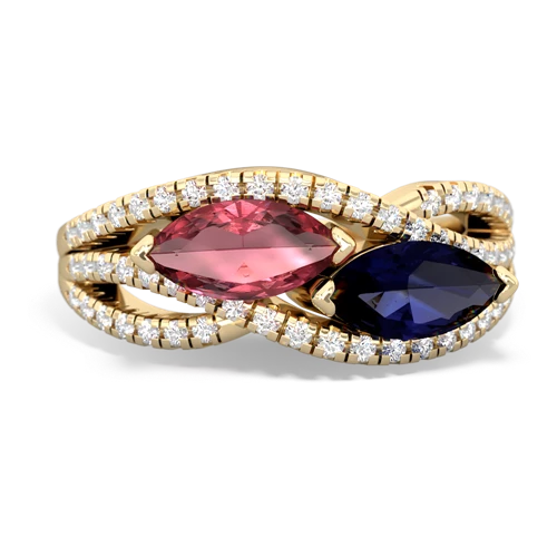 Pink Tourmaline Genuine Pink Tourmaline with Genuine Sapphire Diamond Rivers ring Ring