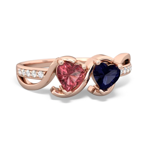 Pink Tourmaline Genuine Pink Tourmaline with Genuine Sapphire Side by Side ring Ring