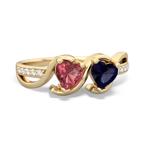 tourmaline-sapphire double heart ring