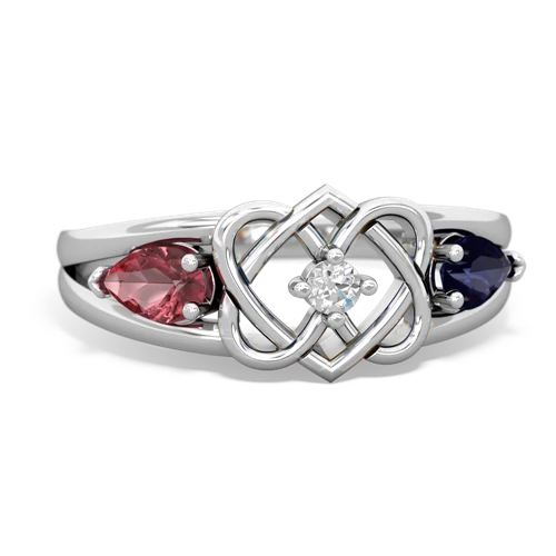 Pink Tourmaline Genuine Pink Tourmaline with Genuine Sapphire Hearts Intertwined ring Ring