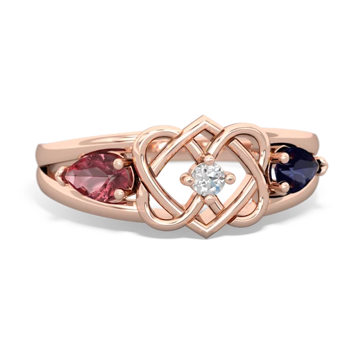 tourmaline-sapphire double heart ring